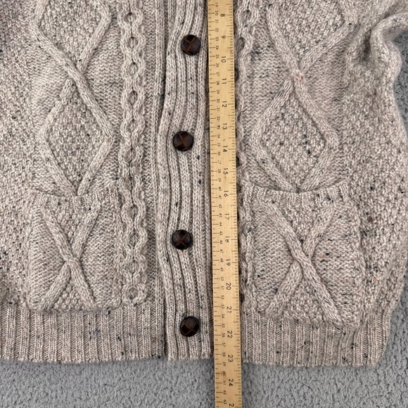Aran Crafts Ireland Sweater Mens XL Beige Wool Cable Knit Shawl Collar Cardigan - Picture 5 of 12